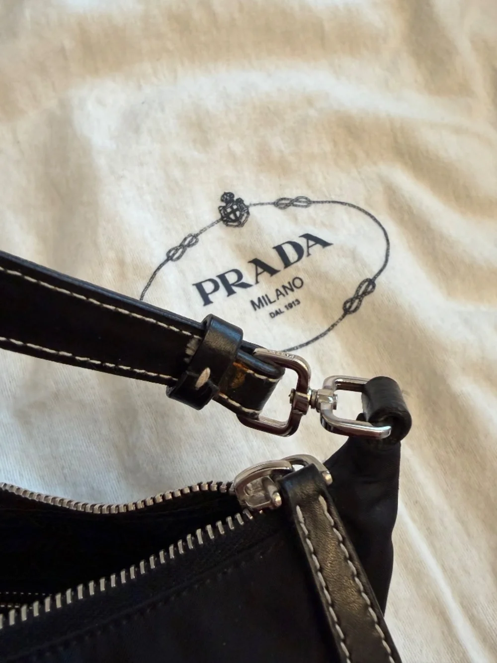 Prada Nylon Mini Hobo Shoulder Bag, Black